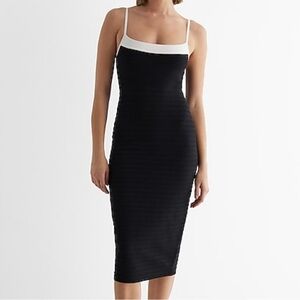 Express Body Contour Ribbed Scoop neck midi dress